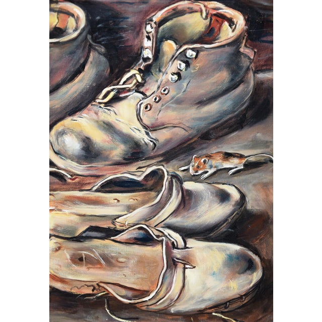 Friedrich Kunitzer, Still Life with Shoes, 1975, Oil on Canvas, Framed For Sale - Image 6 of 15