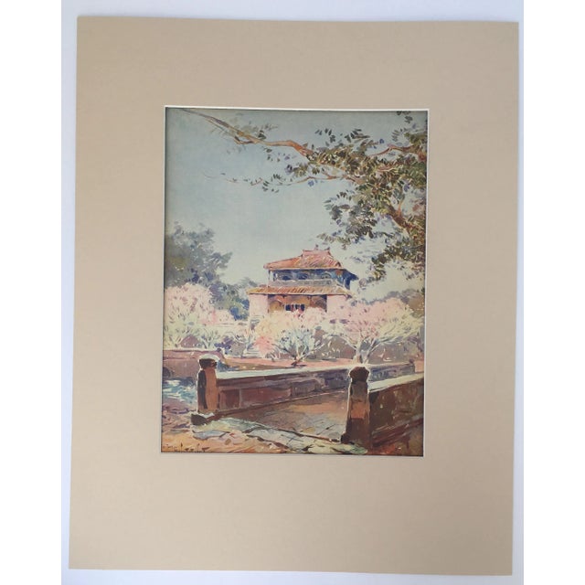 Impressionist Vintage Matted Lithograph View of Indo-China by Marius Hubert-Robert, 1933 For Sale - Image 3 of 3