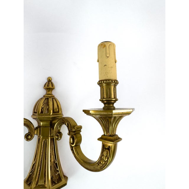 Vintage Louis XVI Brass Wall Sconce For Sale - Image 4 of 18