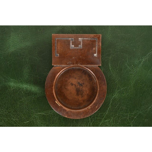 Bronze Heintz Arts & Crafts Sterling Silver on Bronze Ashtray With Match Box Holder For Sale - Image 8 of 11