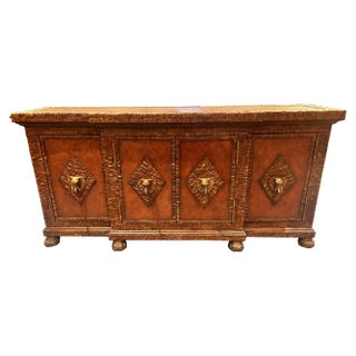 Attributed Maitland-Smith British Colonial Style Coconut Shell and Copper Top Bar Cabinet For Sale