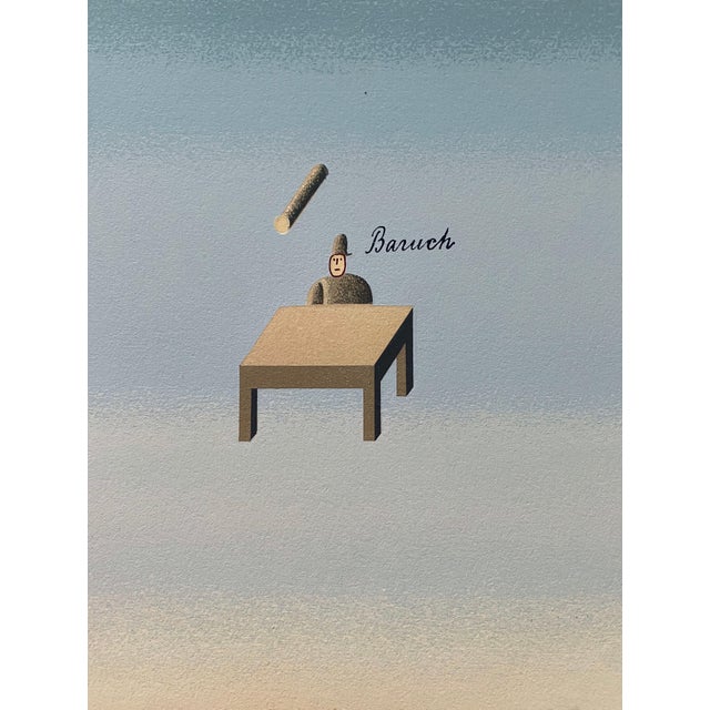 Maris Bishofs, Latvian Israeli Surrealism Illustration Art Lithograph Screenprint Flying Baruch For Sale - Image 4 of 9