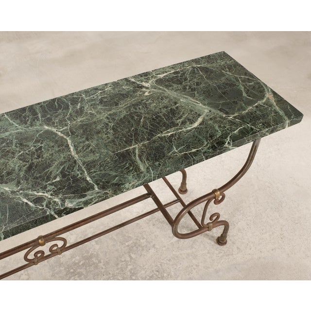 French Belle Époque Steel Marble Bronze Pâtisserie Table Console For Sale - Image 13 of 18