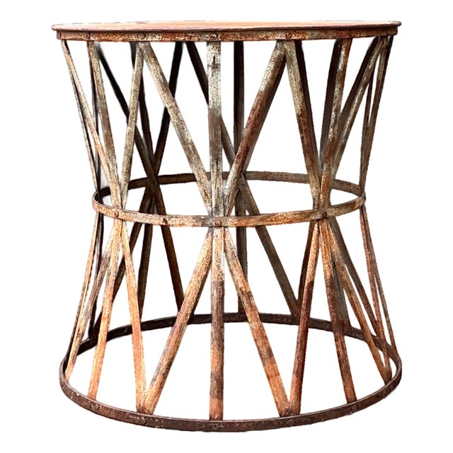 Vintage Patinated Metal Table Pedestal For Sale