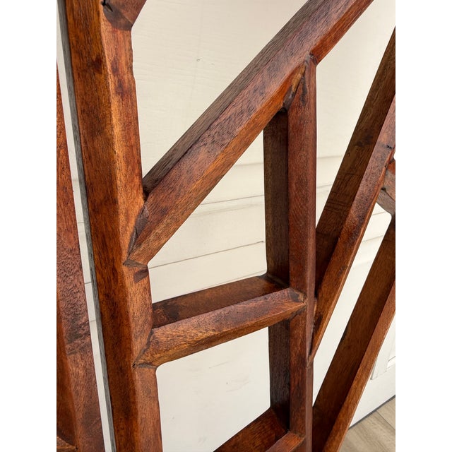 Organic Modern Geometric Wood Three-Panel Folding Screen Room Divider For Sale - Image 9 of 10