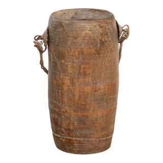 10" Tall Antique Ghee Pot With Rope Handle For Sale