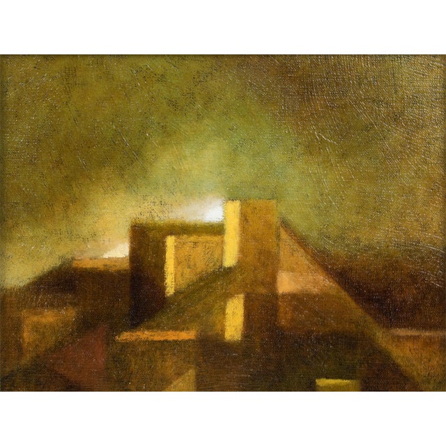 1970s Abstract Chiaroscuro Landscape, Oil on Canvas Painting by Francois Gentilini, 1976 For Sale - Image 5 of 15