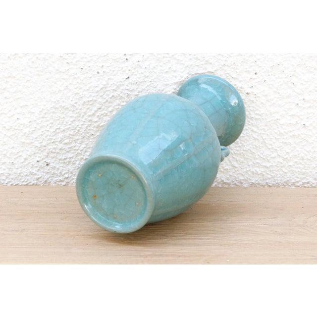 19th Century Antique Turquoise Crackle Glaze Vase For Sale - Image 5 of 7