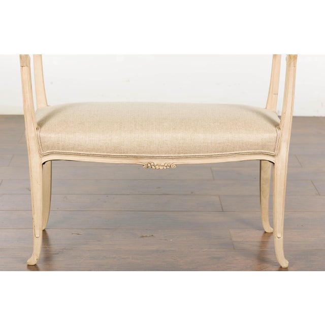 Wood 1920s French Carved Walnut Upholstered Bench with Natural Finish For Sale - Image 7 of 12