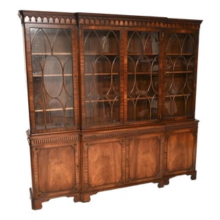 Antique Georgian Breakfront Bookcase, 1950s For Sale