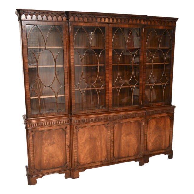 Antique Georgian Breakfront Bookcase, 1950s For Sale
