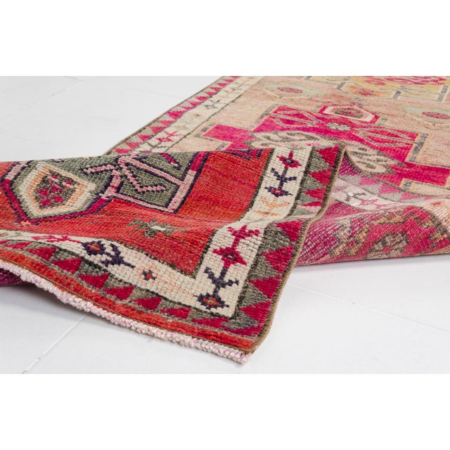Oushak Vintage Turkish Hallway Runner Rug For Sale - Image 4 of 10