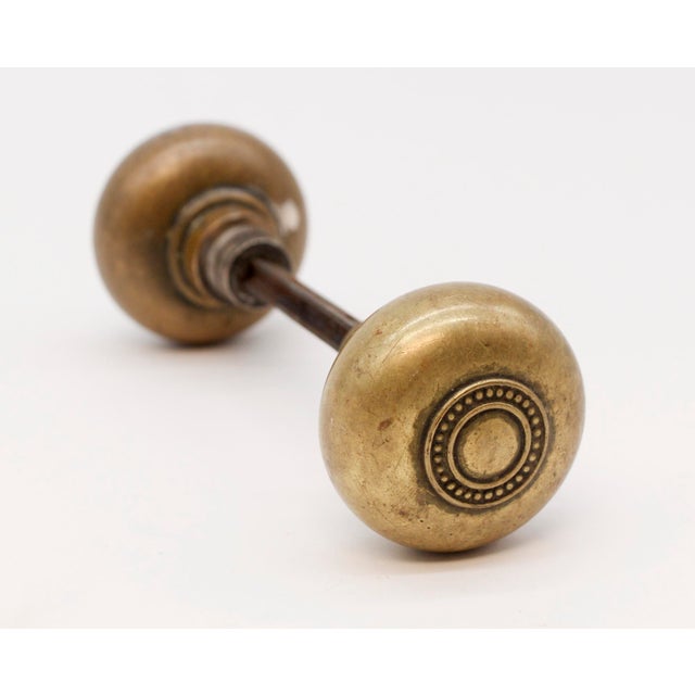 Vintage Colonial Bronze Beaded Concentric Door Knobs For Sale - Image 4 of 5