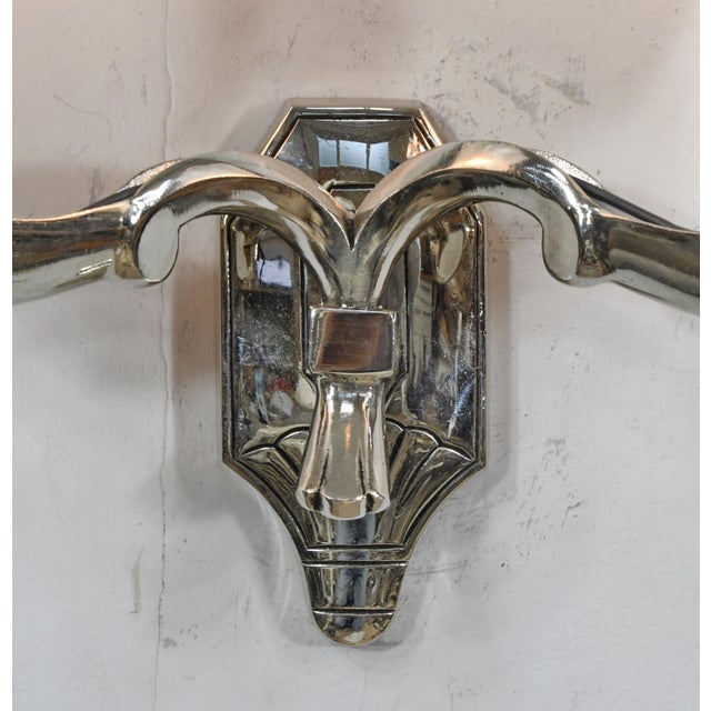 Pair of French Art Deco Double Uplight Wall Sconces by Jean Gauthier, 1930s For Sale - Image 6 of 7