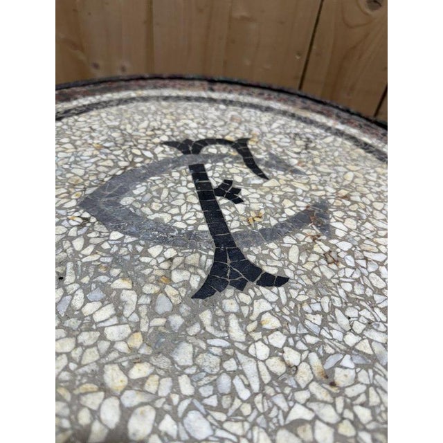 Bistro Side Table with Cast Iron Base and Mosaic For Sale - Image 5 of 7