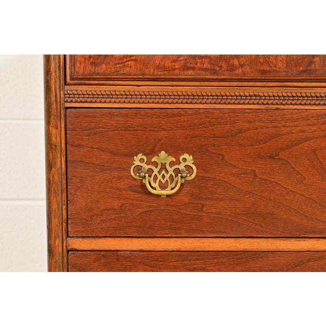 Berkey & Gay Antique Queen Anne Burled Walnut Four-Drawer Dresser, Circa 1920s For Sale - Image 11 of 16