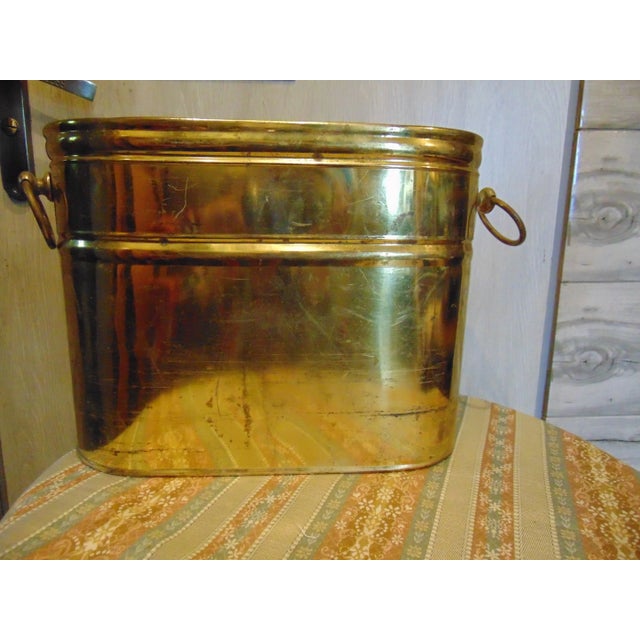 Vintage Brass Wood Container, 1970s For Sale - Image 3 of 6