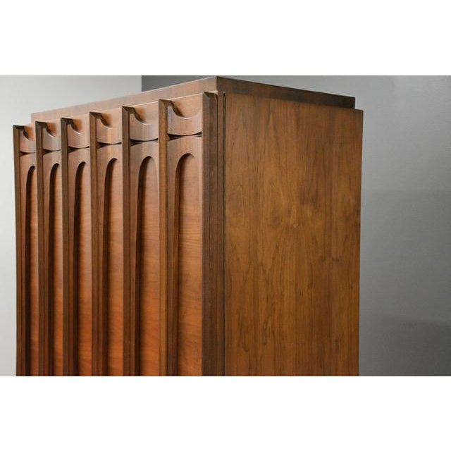 1970s 1970s Tobago Brutalist Tall Walnut Armoire Dresser For Sale - Image 5 of 10