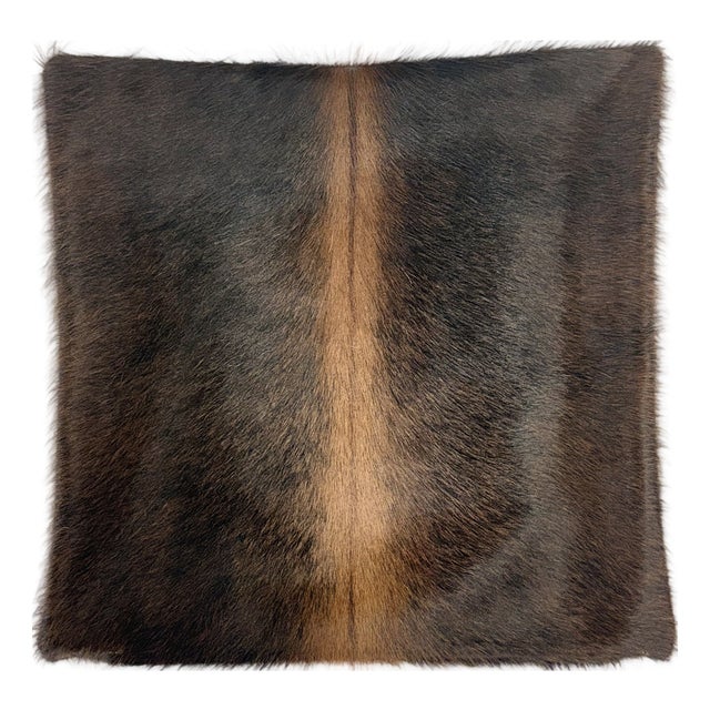 Reversible 16” X 16” Premium Brazilian Watusi Cowhide Pillow Cover – Sculptural Spine Composition - Handcrafted by Pablo Sota Designs. For Sale