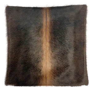 Reversible 16” X 16” Premium Brazilian Watusi Cowhide Pillow Cover – Sculptural Spine Composition - Handcrafted by Pablo Sota Designs.