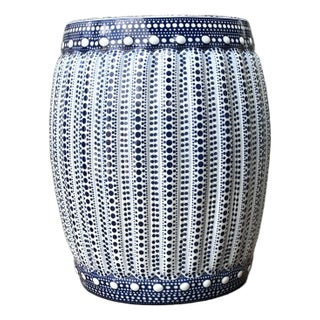 Vintage Polka Dot Glazed Ceramic Low Stool For Sale