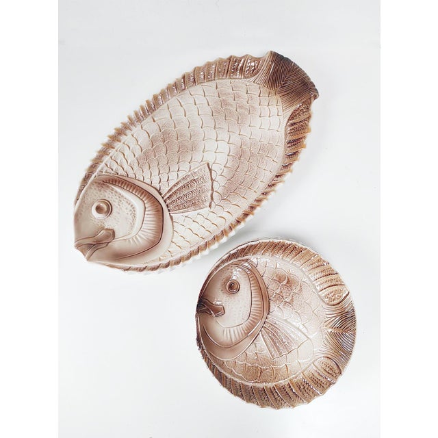 Fish Serving Set with Platter and Plates by Sarreguemines, 1960s, Set of 6 For Sale - Image 12 of 12