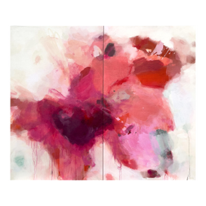 “I Feel You Always” Contemporary Abstract Painting in Bold Red Tones by Stacey Warnix