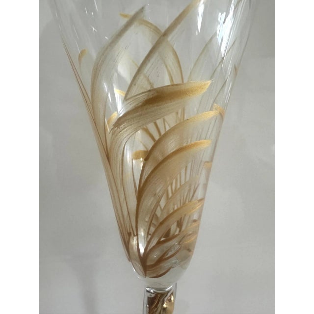 Set of Two Hand-Painted Gold Heart Champagne Flutes – 11" Tall For Sale In Naples, FL - Image 6 of 6