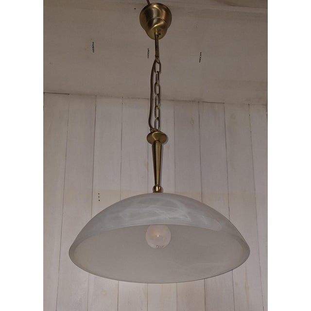 Vintage Pendant Lamp with Marbled White Glass Shade from Honsel, 2000s For Sale - Image 6 of 9