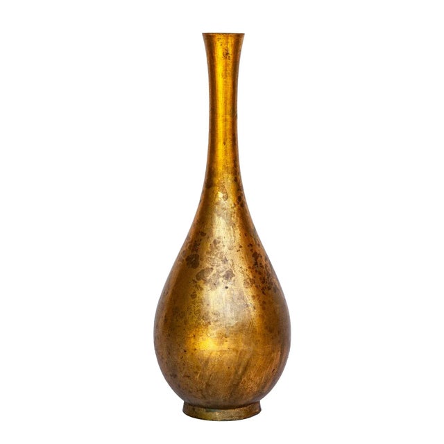 Mid-Century Japanese Petite Gilt & Acidwashed Bronze Bud Vase For Sale - Image 4 of 9