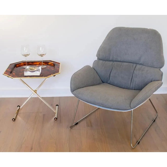 Maison Mercier Folding Tray Table Brass and Tortoiseshell Lucite, France 1960s For Sale - Image 9 of 12