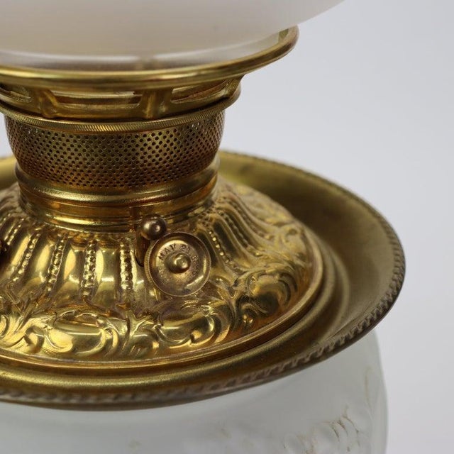 Antique Opalescent Embossed Glass Gone With the Wind Oil Lamp C1890 For Sale - Image 11 of 12