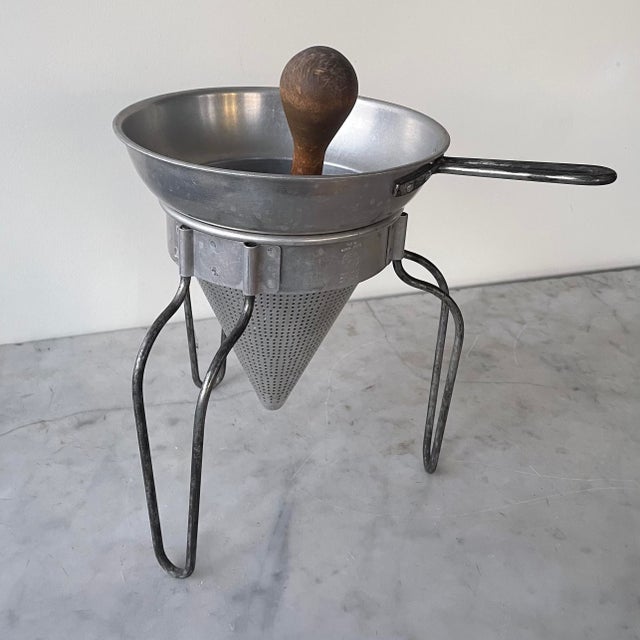 Antique Aluminum Cone Food Mill With Wooden Pestle Chairish