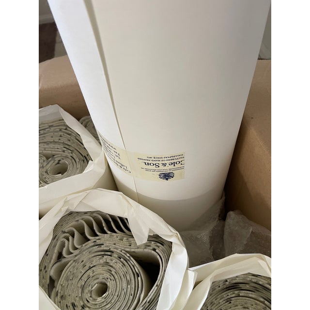 Cole & Son Damask White Lifford Flock on Silver Foil Wallpaper For Sale In Los Angeles - Image 6 of 18