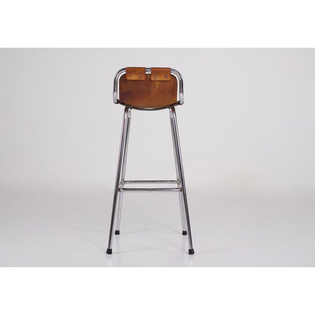 Silver Vintage Leather Bar Stool, 1970s For Sale - Image 8 of 14