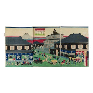 Utagawa Yoshitora, Detailed Description of Mirsui House in\., 1874, Woodcut For Sale