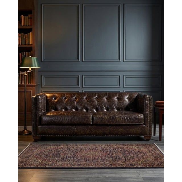 Brown Tuxedo Leather Sofa - Dark Brown For Sale - Image 8 of 8