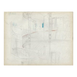 1940s Grace Spongberg New Orleans French Quarter Drawing For Sale