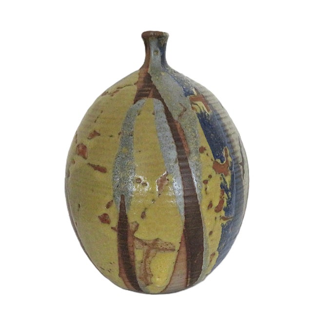 Mid-Century Modern Mid Century Modern Stoneware Vase Signed and Dated 1974 For Sale - Image 3 of 7