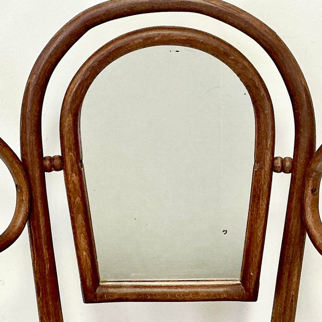 Wood 1940s Vintage Italian Boho Chic Bentwood Sticks and Ball Tabletop Mirror With Hat Rack, After Franco Albini For Sale - Image 7 of 16