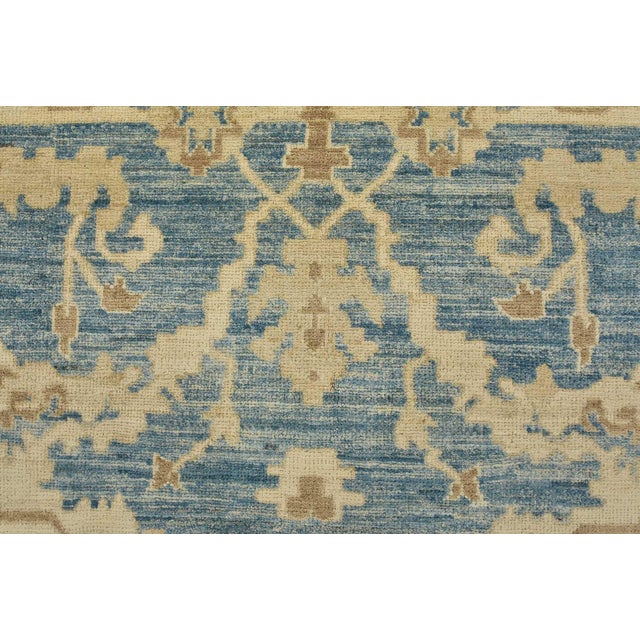 Blue Oushak Rug 5’11” X 8’11” Blue Wool Traditional Hand-Knotted Oriental Carpet For Sale - Image 8 of 14