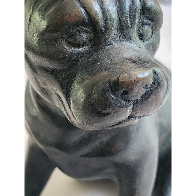1980s 1980s Maitland-Smith Dog Sculpture Bronze Cast Metal Resting Pug Boxer Puppy Model For Sale - Image 5 of 9