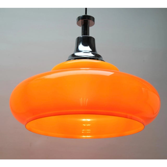 Mid-Century Modern Mid-Century Scandinavian Pendant Light with Acrylic Optical Shade For Sale - Image 3 of 11
