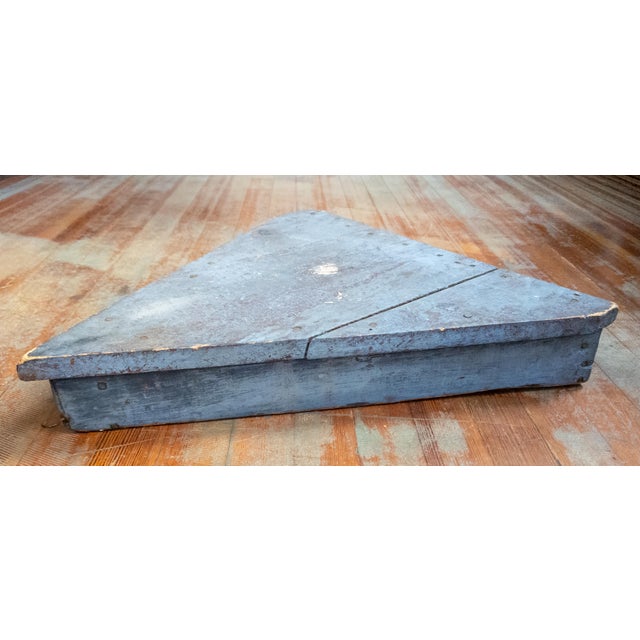 19th Century Rustic Primitive Blue Painted Sculptural Triangular War Decoration For Sale - Image 4 of 9