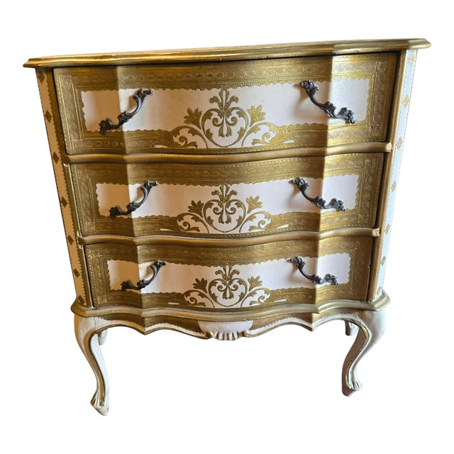 1940s Italian Venetian Hand-Painted and Gilt Chest of Drawers For Sale