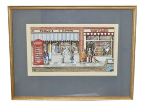 Pablo's Ice Cream, Blackpool England, Original Watercolor Painting C.1965