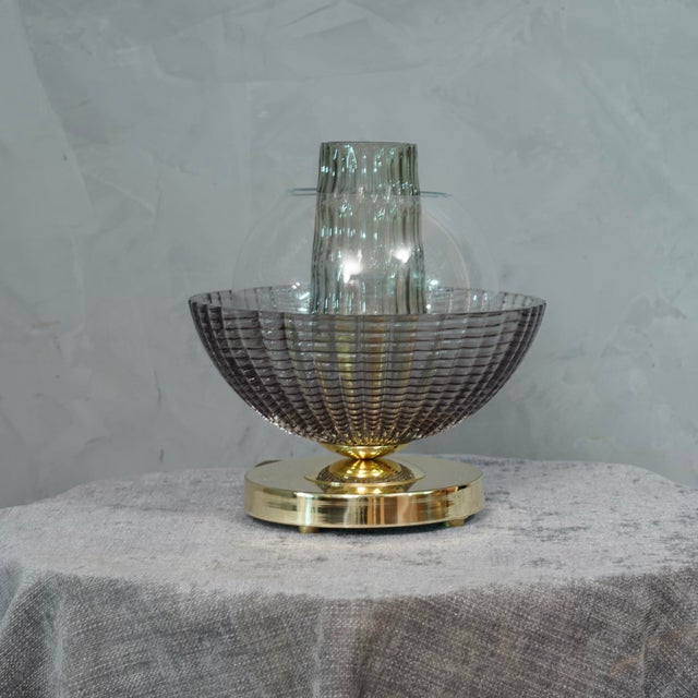 Metal Mid-Century Modern Table Lamp in Murano Art Glass, 1980 For Sale - Image 7 of 8