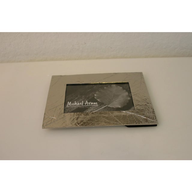 Vintage Michael Aram Handcrafted Forest Leaf Collection 5 X 7 Nickel Photo Frame For Sale In West Palm - Image 6 of 11