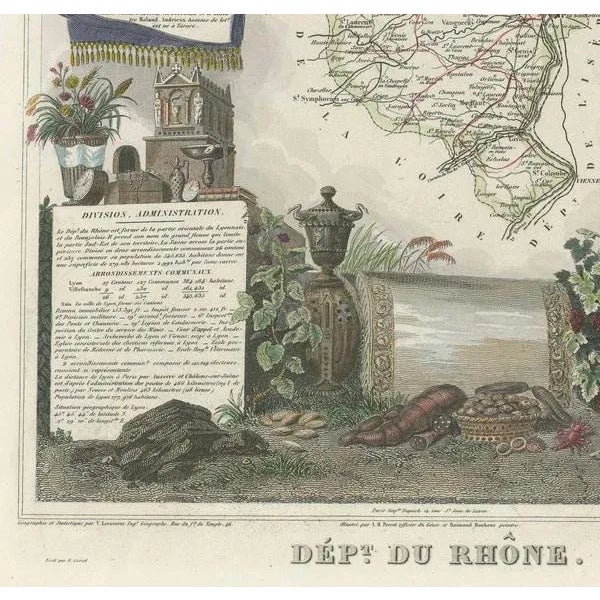 Map of Rhône, 1852 For Sale - Image 6 of 8