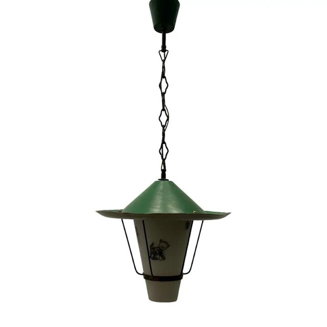 Vintage Opaline Glass Pendant Light, 1950s For Sale - Image 11 of 11